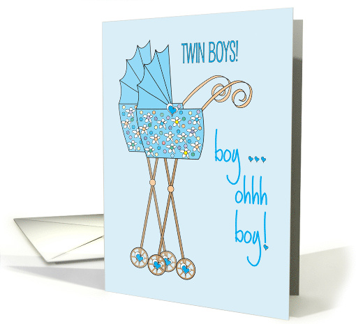 Twin Baby Boy Congratulations with Blue Strollers Boy Ohhh Boy card