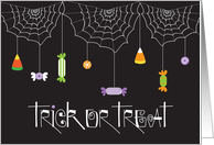 Hand Lettered Halloween with Spider Webs and Candy Treats card