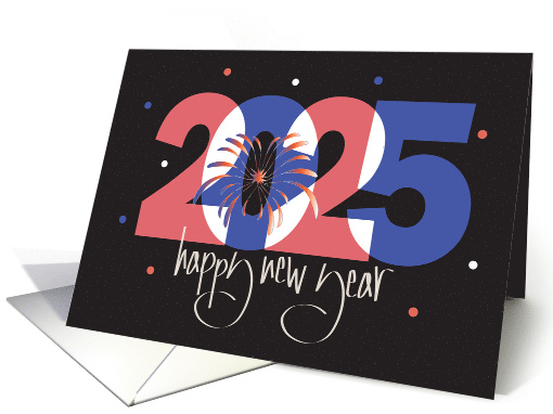 Hand Lettered New Year's 2024 Bright Orange and Blue Number Date card