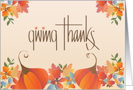 Hand Lettered Thanksgiving Giving Thanks for Our Blessings with Leaves card