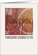 Hand Lettered Abstract Thanksgiving Blessings with Pumpkin and Leaves card