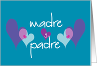 Feliz Aniversario para Madre y Padre en Espaol con corazones card