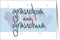 Grandparents Day for Grandma & Grandpa, Hearts & Hand Lettering card