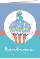 Felice Quinto Compleanno in Italiano con Candela Numerati su Cupcake card