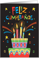 Feliz cumpleaos carta en Espaol Pastel con velas de muchos colores card