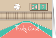 Thanks Coach for Volleyball Coach with Indoor Volleyball Court card