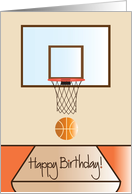 Happy Birthday for Basketball Player or Fan, Basketball & Hoop card