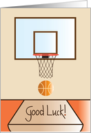 Good luck for Basketball Player with Basketball, Hoop and Net card