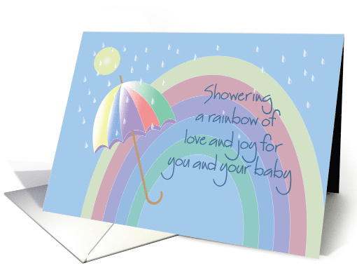 Hand Lettered Baby Shower, Rainbow of Love for New Baby card (950481)