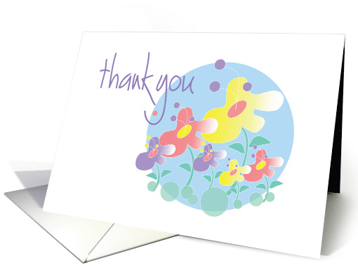 Thank you with colorful flowers, Blank Note card (951315)