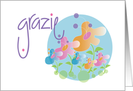 Nota carta italiana per grazie con i fiori, Italian Floral Thank You card