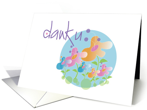 Dank U Notakaart Deens mit bloemen, Dutch Thank You card (952017)