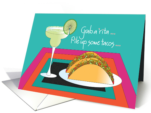 Hand Lettered National Taco Day with Tacos and Margarita card (975021)