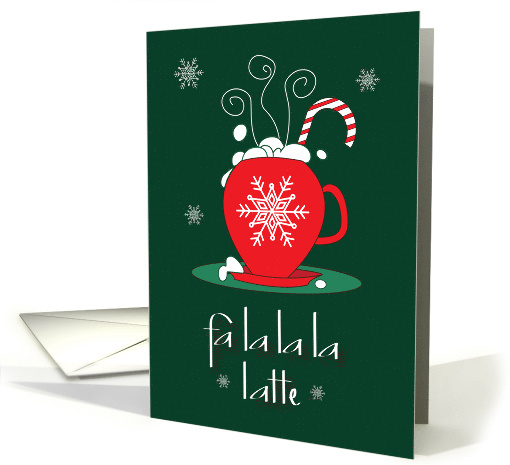 Hand Lettered Christmas Fa La La La Latte Cup with Candy Cane card