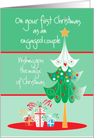 First Christmas for an engaged couple with tree and gifts card