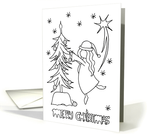 Merry Christmas Coloring Book Greeting Card, little girl... (880571)