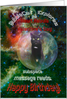 Happy Birthday on Valentines Day Cat in Space card