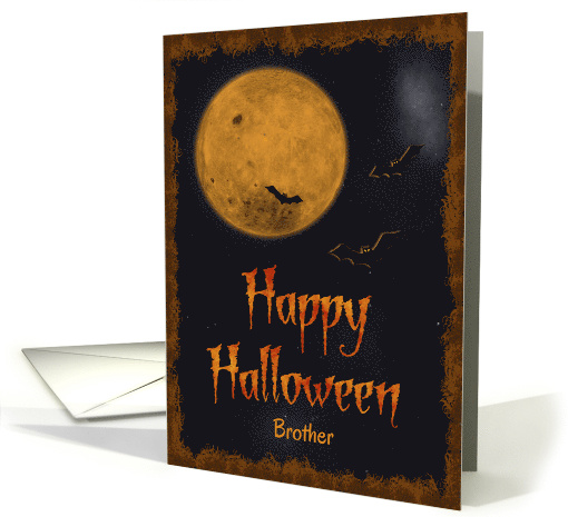 Harvest Moon & Bats Happy Halloween for Brother card (1172050)