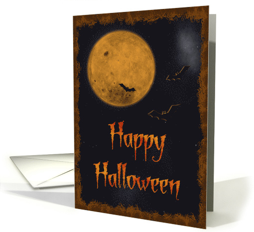 Harvest Moon & Bats Happy Halloween card (1172092)