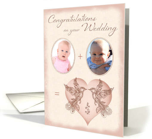 Wedding Congratulations Photo Card - Bride and Groom Lovebirds card