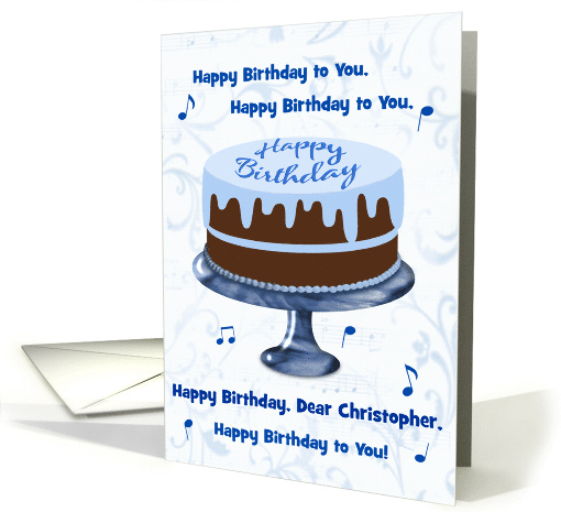 Happy Birthday Song - Birthday Cake in Blue - Custom Name... (1402654)