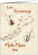 Musical Instruments and Notes Make Music Day card