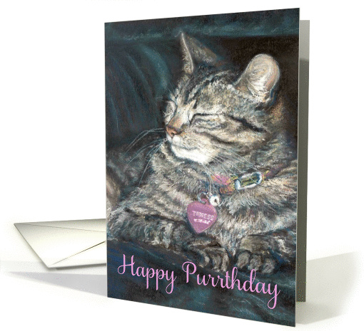 Tiger Cat Birthday Card, Tigress - Happy Purrthday Tabby Cat card
