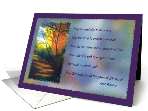 Fall Colors Hill Country Forest Path - Irish Blessing Birthday card