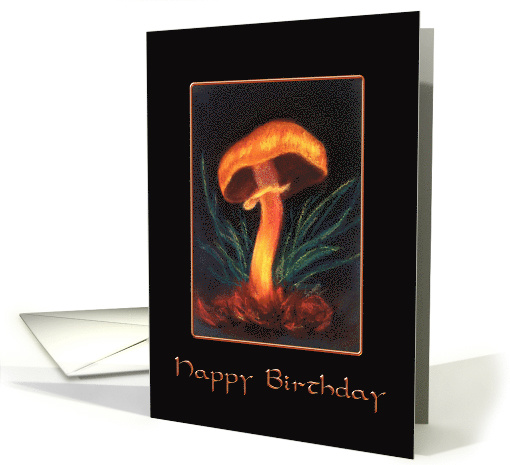 Happy Birthday Mushroom on Black card (875843)