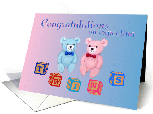 Congratulations on Expecting Fraternal Twins-Teddy Bears &... (877300)