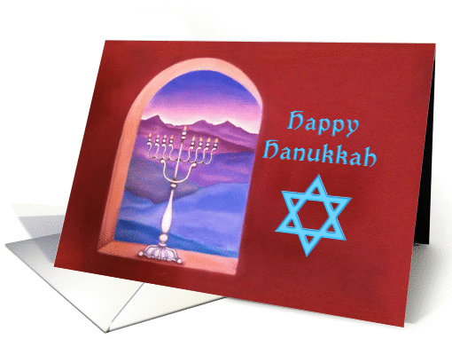 Happy Hanukkah Menorah in a Window card (878957)