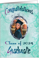 Congratulations Graduate Class of 2024 Photo Card in Greens & Blues card