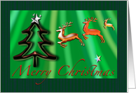Christmas Reindeers Merry Christmas fun green xmas card