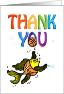 Thank You Fish playing Basketball fun cute funny cartoon card
