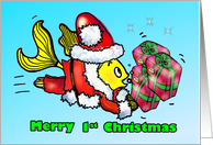 Baby’s 1st Christmas Santa Clause Fish Funny cute fun cartoon Card