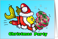 Christmas Party INVITATION Santa Claus Fish Funny cute fun cartoon card