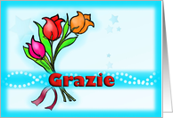 Grazie Mille Italian Thank you fun colourful flowers drawing card