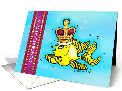 Congratulations on your Graduation, Fish wearing crown card (910353)