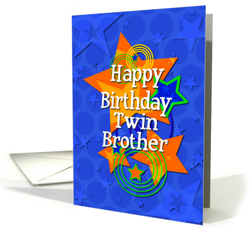 Happy Birthday Twin Brother Colorful Stars and Swirls card (1094796)