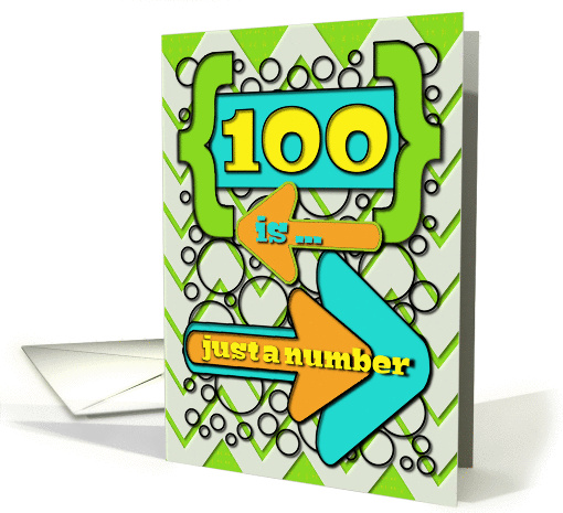 Happy 100th Birthday Just a Number Funny Chevrons and Polka Dots card