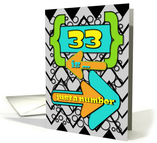 Happy 33rd Birthday Just a Number Funny Chevrons and Polka Dots card