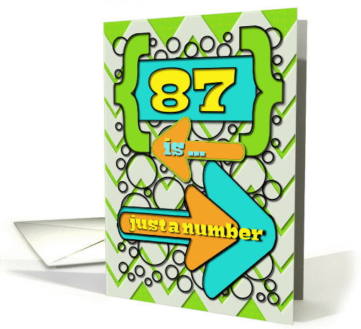Happy 87th Birthday Just a Number Funny Chevrons and Polka Dots card