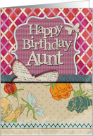 Happy Birthday Aunt Scrapbook Style Butterflies and Flowers card