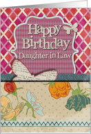 Happy Birthday Daughter in Law Scrapbook Style Butterflies and Flowers card