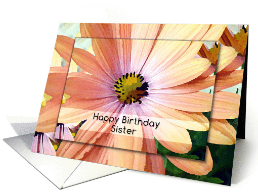 Happy Birthday Sister Pretty Gerber Daisy Painting card (1213586)