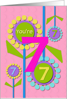 Happy Birthday You’re 7 Fun Colorful Flowers card