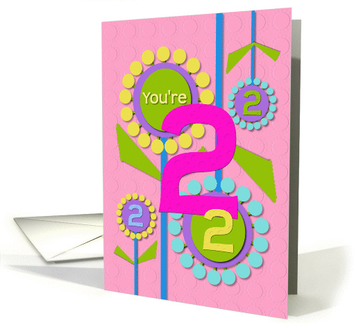 Happy Birthday You're 2 Fun Colorful Flowers card (1219676)