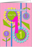 Happy Birthday Granddaughter You’re 1 Fun Colorful Flowers card