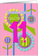 Happy Birthday Great Niece You’re 11 Fun Colorful Flowers card