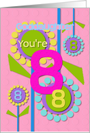 Happy Birthday Goddaughter You’re 8 Fun Colorful Flowers card